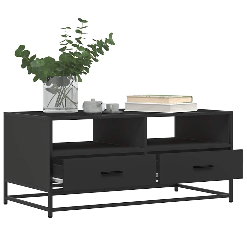 Salongbord svart 100x50x45 cm konstruert tre og metall