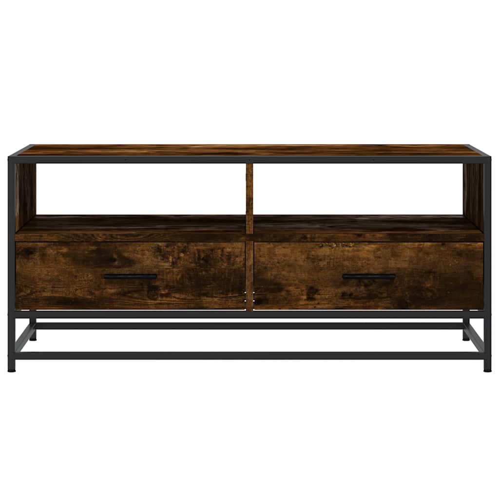 Salongbord røkt eik 100x50x45 cm konstruert tre og metall