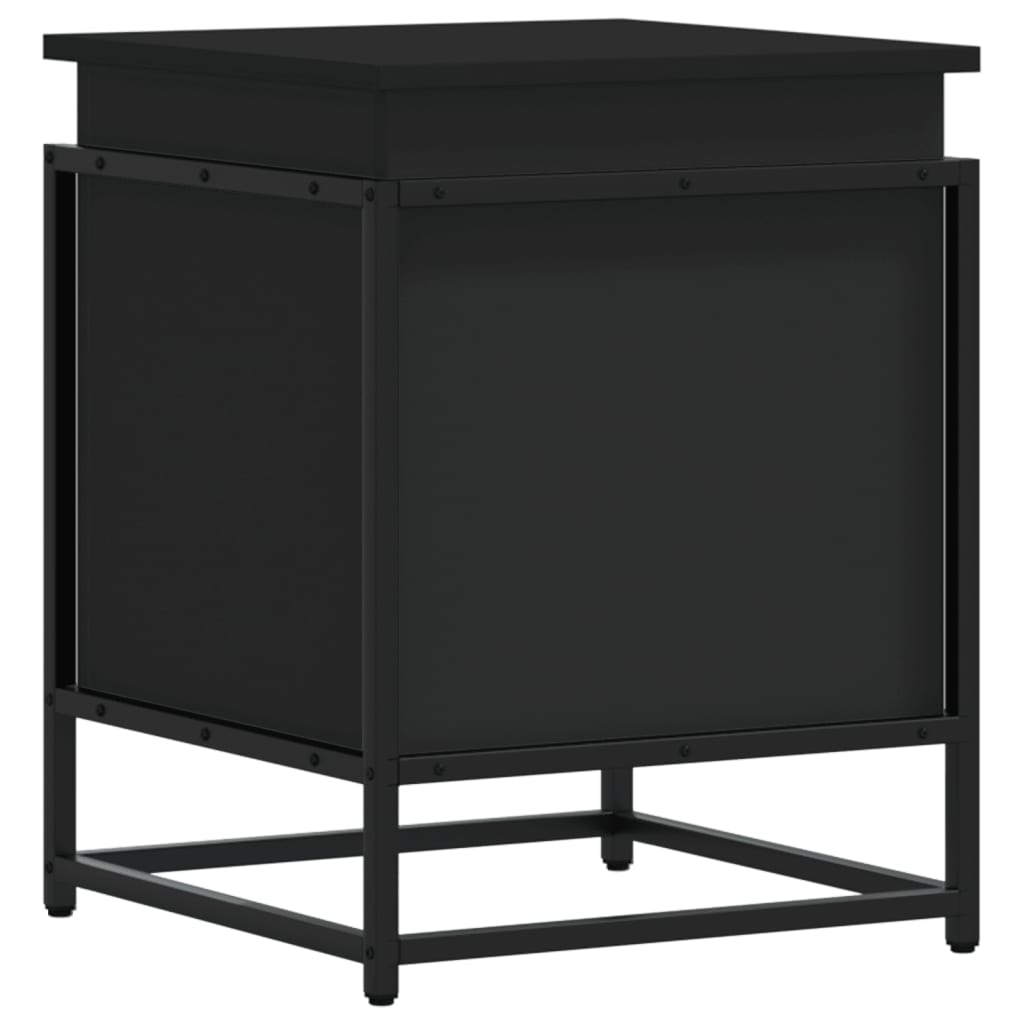 Oppbevaringsboks med lokk svart 40x40x51,5 cm konstruert tre