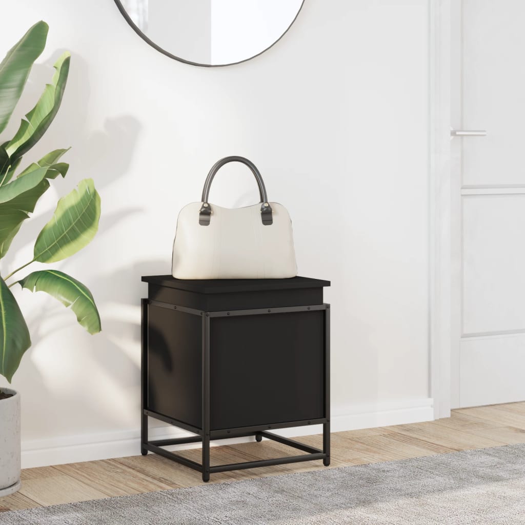 Oppbevaringsboks med lokk svart 40x40x51,5 cm konstruert tre