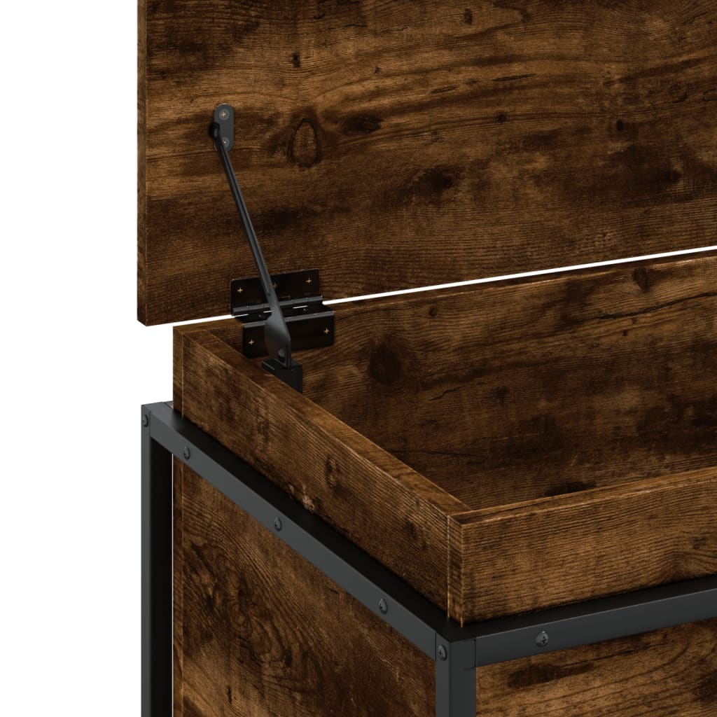 Oppbevaringsboks med lokk røkt eik 100x40x51,5cm konstruert tre