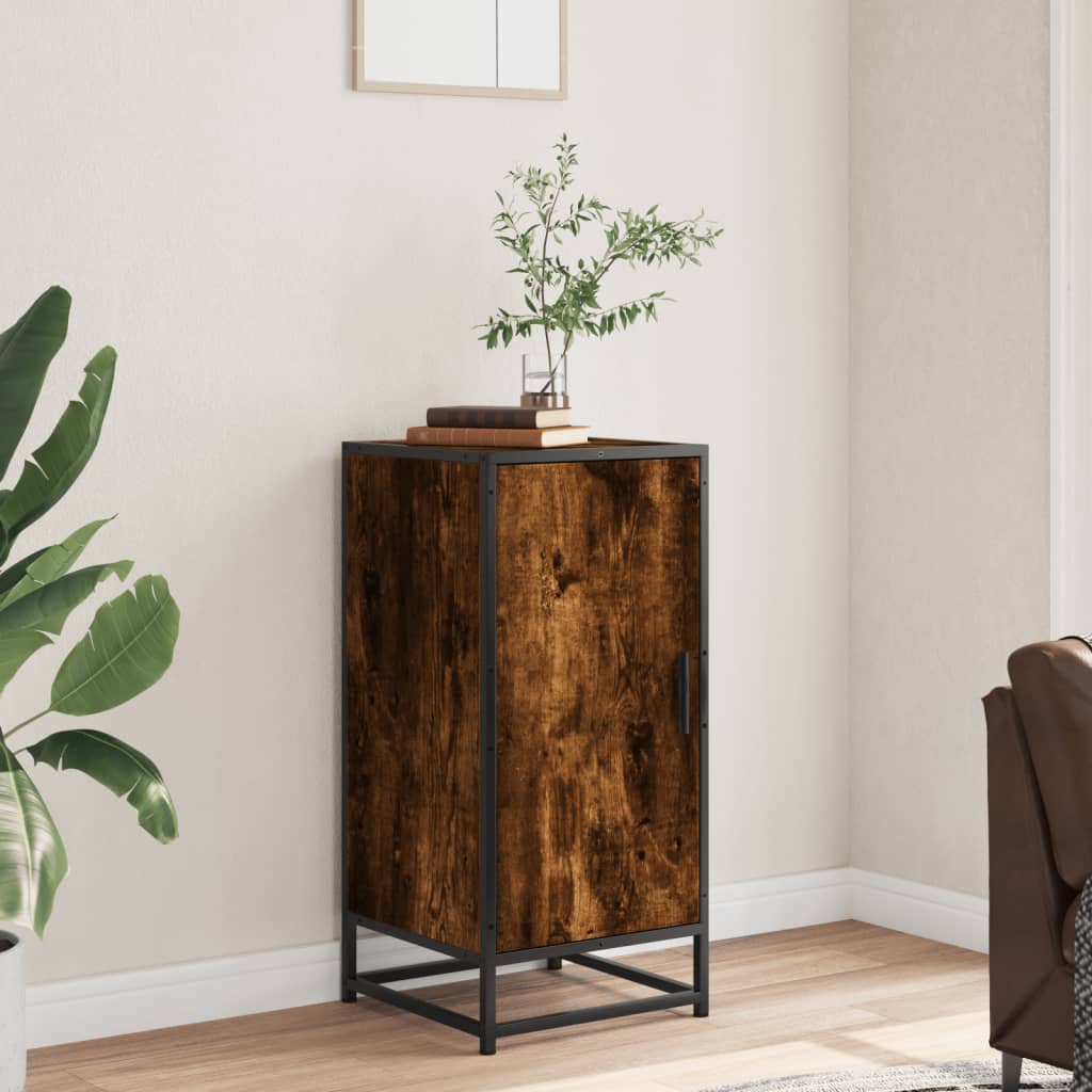 Skjenk røkt eik 35,5x35x76 cm konstruert tre og metall