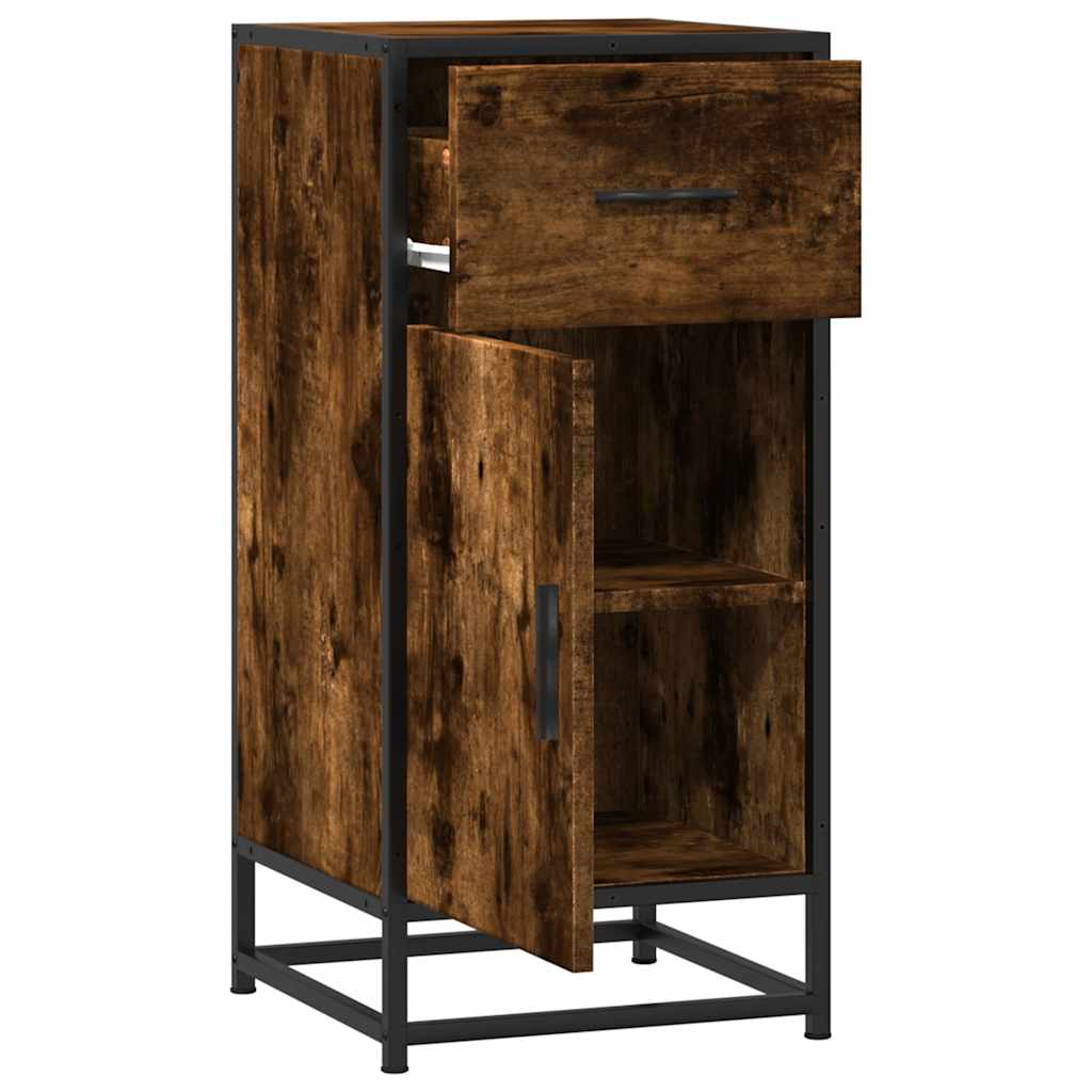 Skjenk røkt eik 35,5x35x76 cm konstruert tre og metall