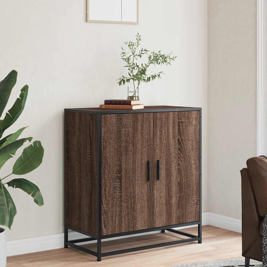 Skjenk brun eik 68x35x76 cm konstruert tre og metall