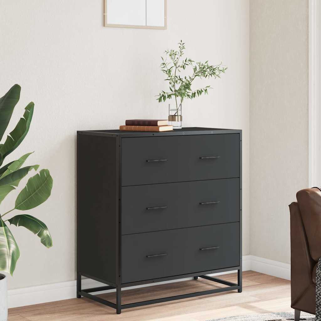 Skjenk svart 68x35x76 cm konstruert tre og metall