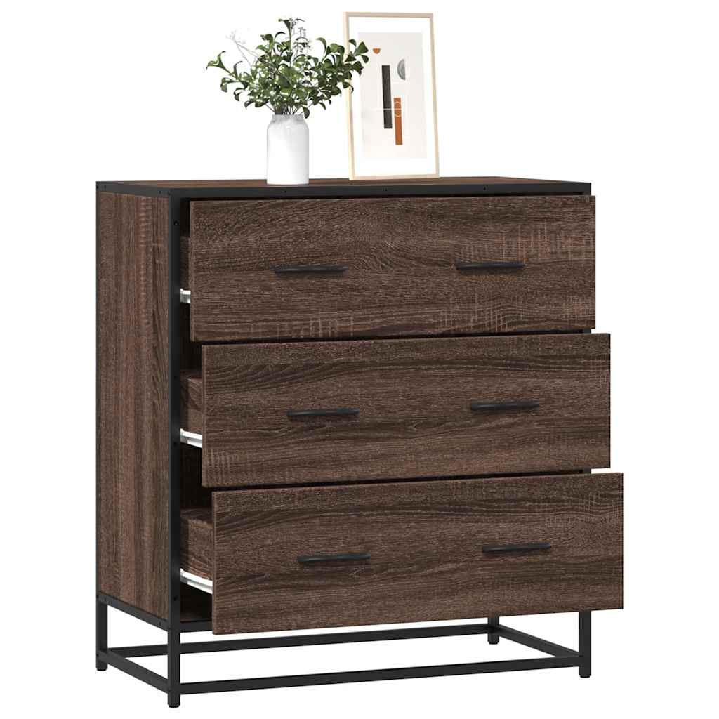 Skjenk brun eik 68x35x76 cm konstruert tre og metall