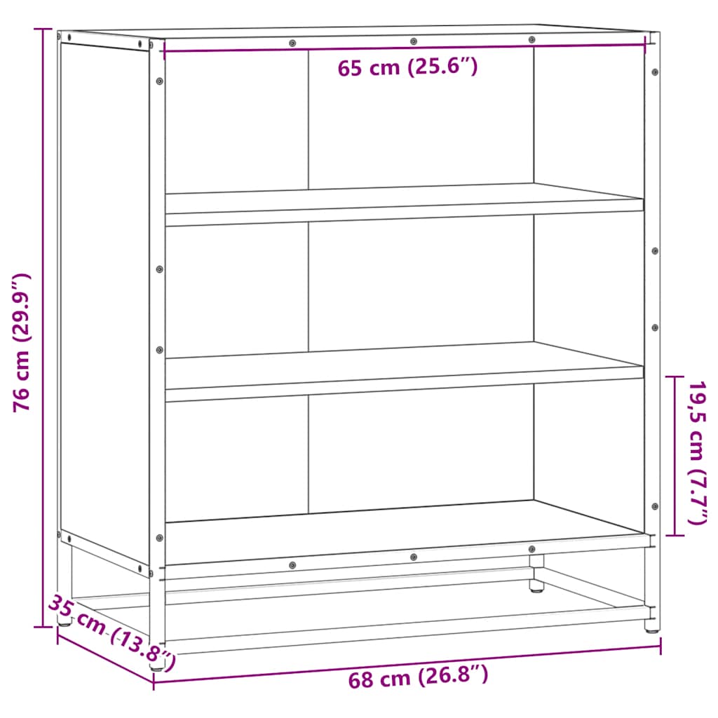 Skjenk svart 68x35x76 cm konstruert tre og metall
