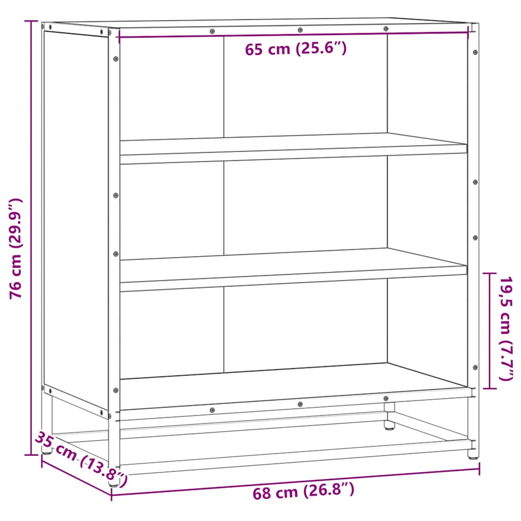 Skjenk brun eik 68x35x76 cm konstruert tre og metall