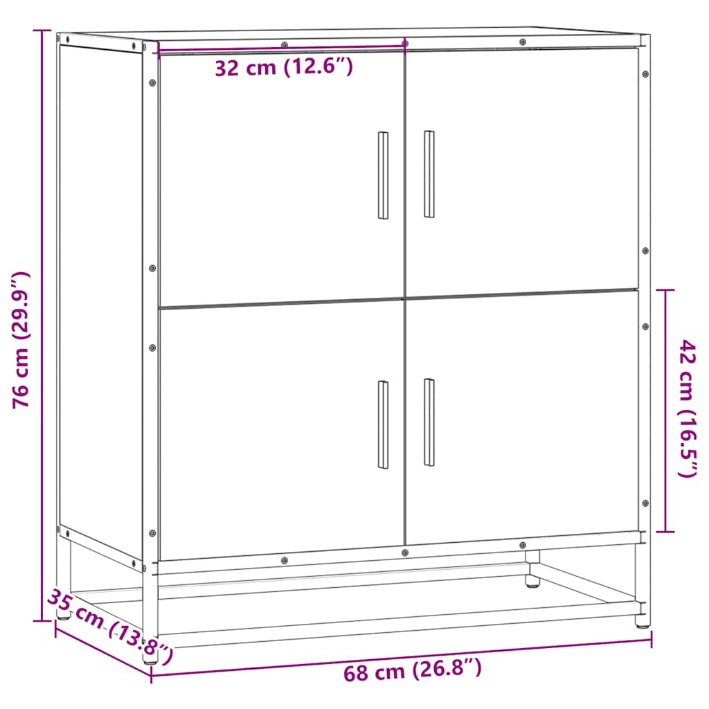 Skjenk brun eik 68x35x76 cm konstruert tre