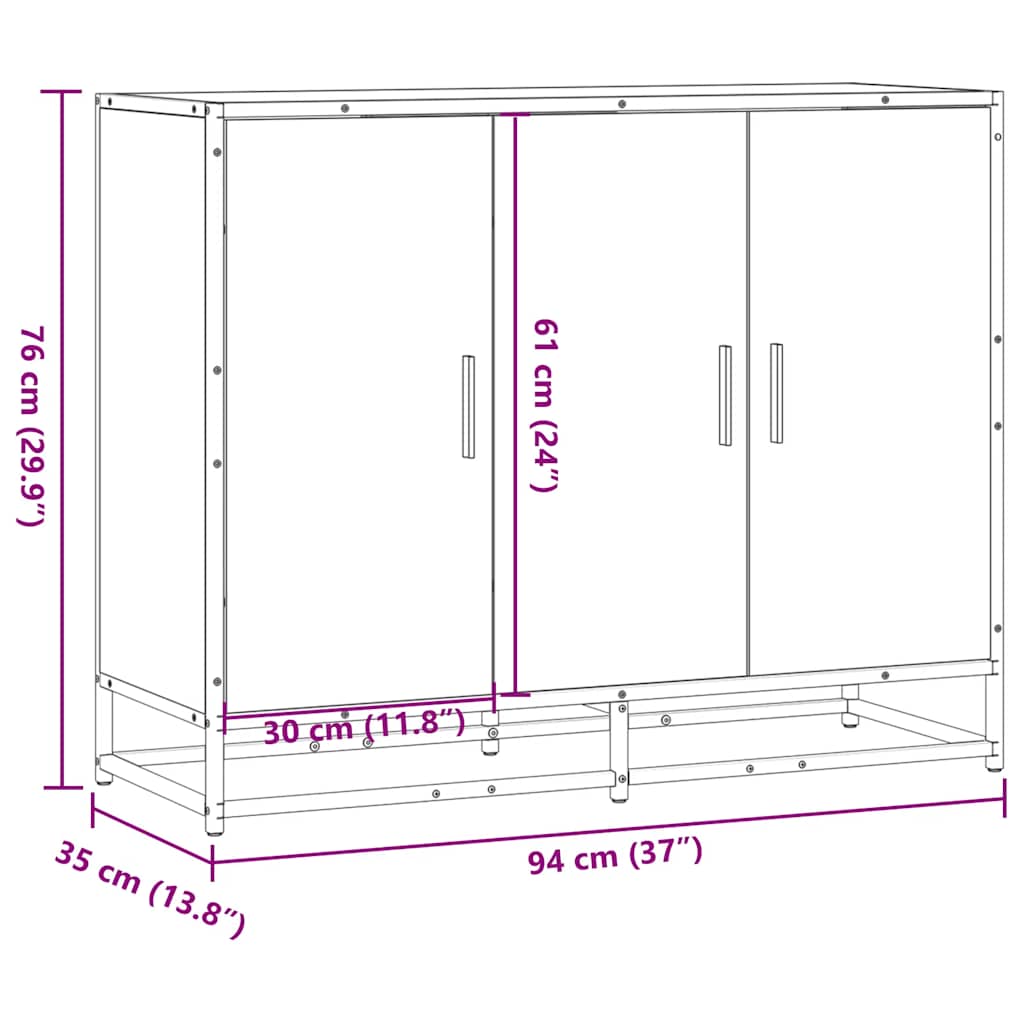 Skjenk brun eik 94x35x76 cm konstruert tre