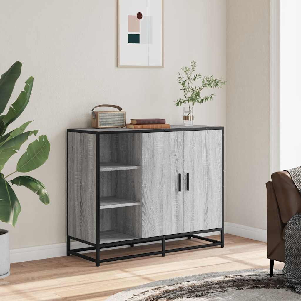 Skjenk grå sonoma eik 92x35x76 cm konstruert tre