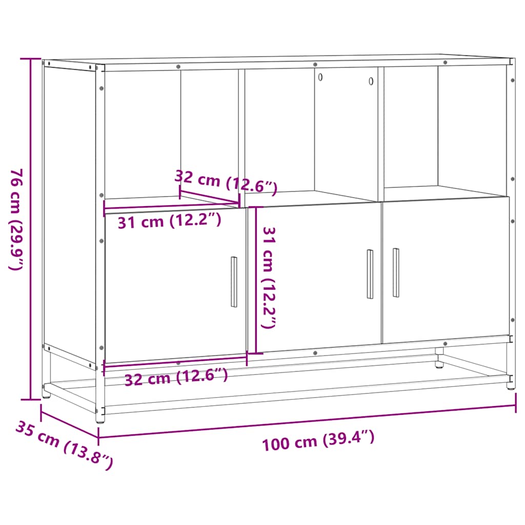 Skjenk røkt eik 100x35x76 cm konstruert tre