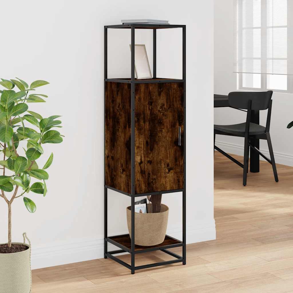 Highboard røkt eik 35,5x35x139 cm konstruert tre og metall
