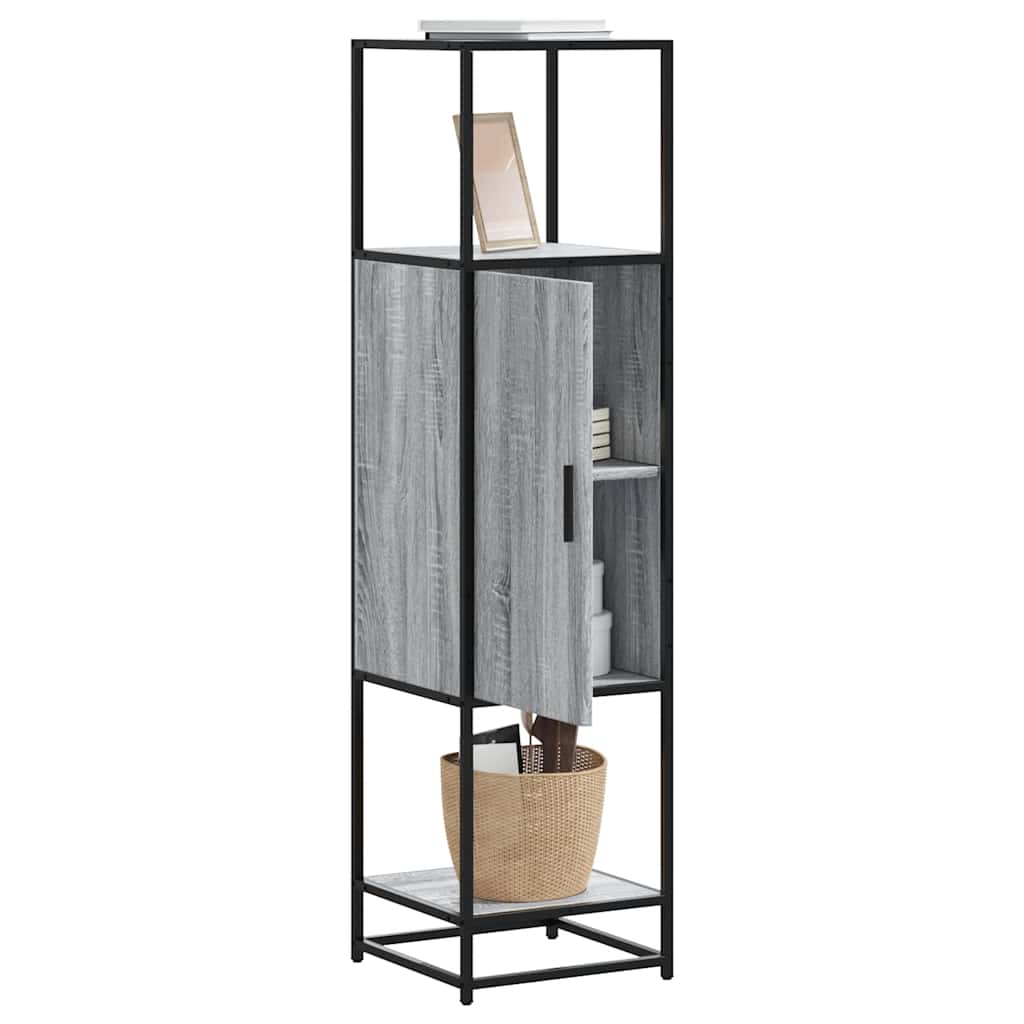 Highboard grå sonoma 35,5x35x139 cm konstruert tre og metall
