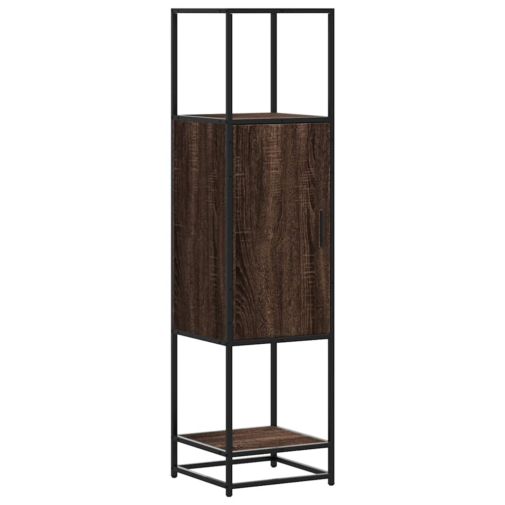 Highboard brun eik 35,5x35x139 cm konstruert tre og metall