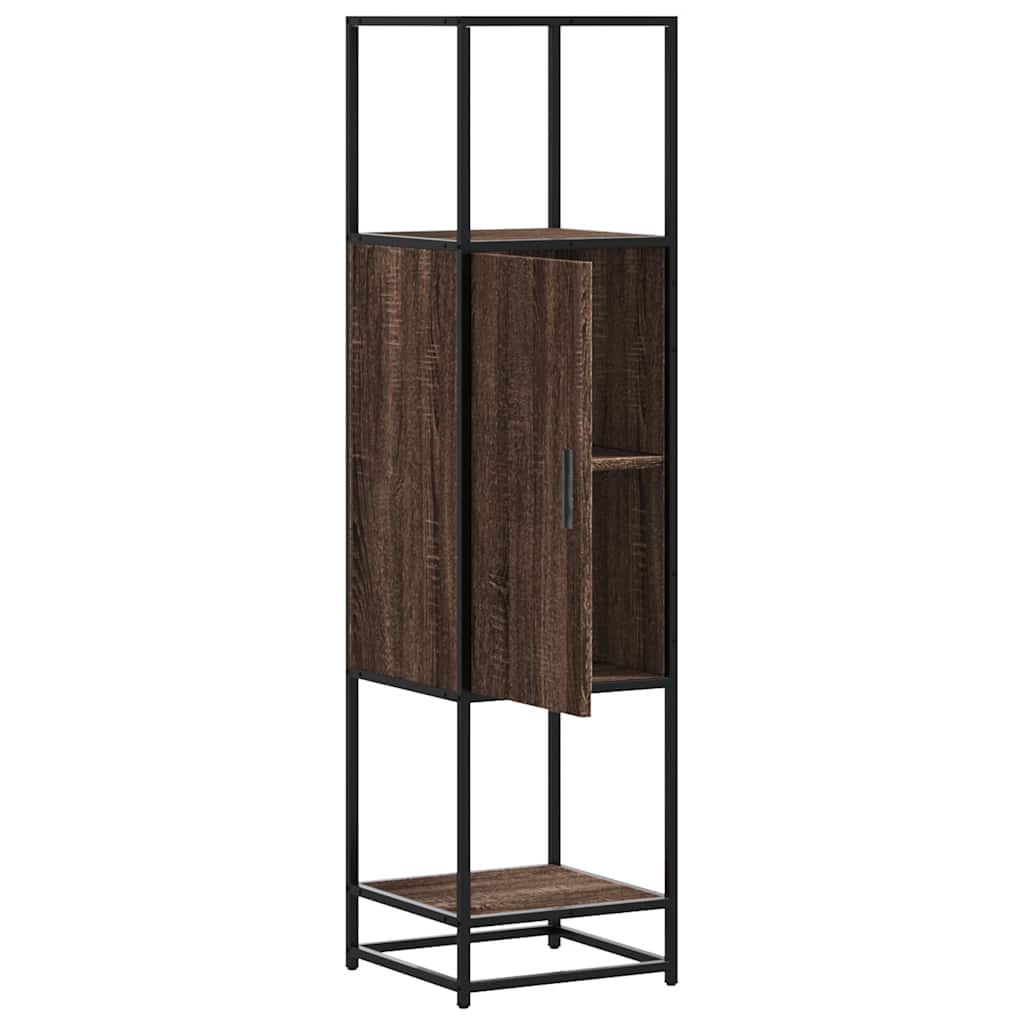 Highboard brun eik 35,5x35x139 cm konstruert tre og metall