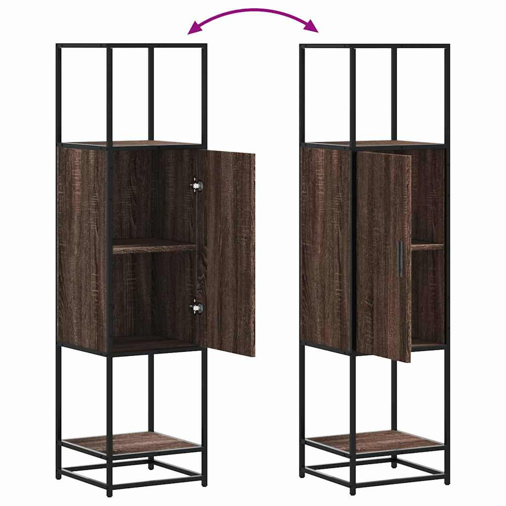 Highboard brun eik 35,5x35x139 cm konstruert tre og metall