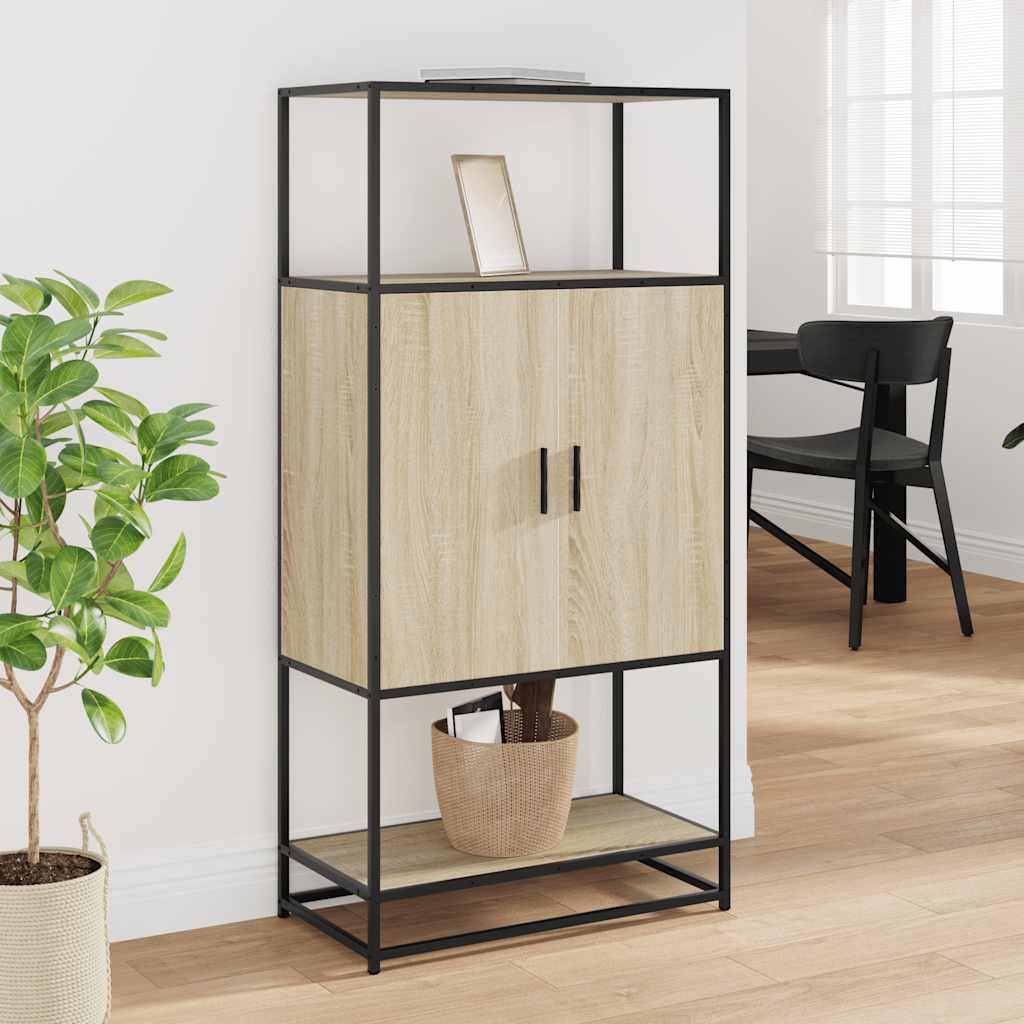 Highboard sonoma eik 68x35x139 cm konstruert tre og metall