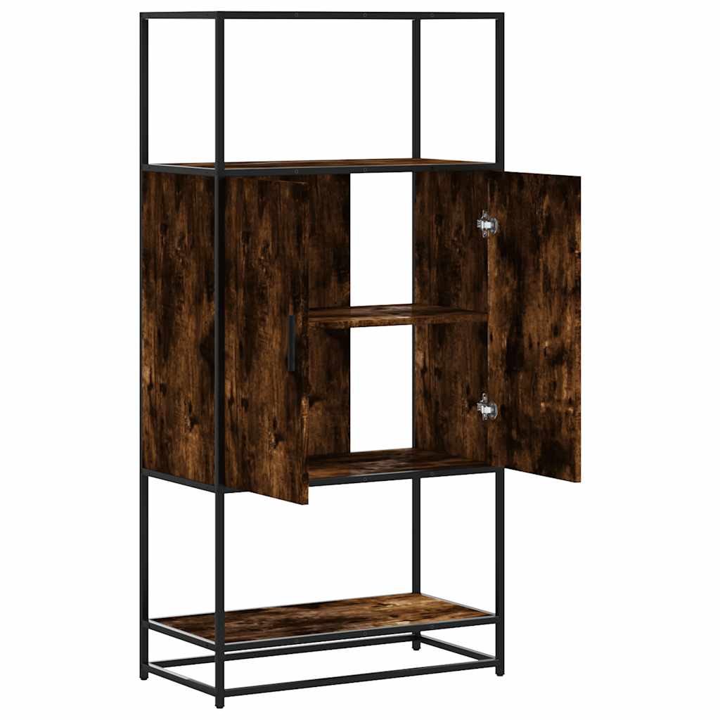 Highboard røkt eik 68x35x139 cm konstruert tre og metall
