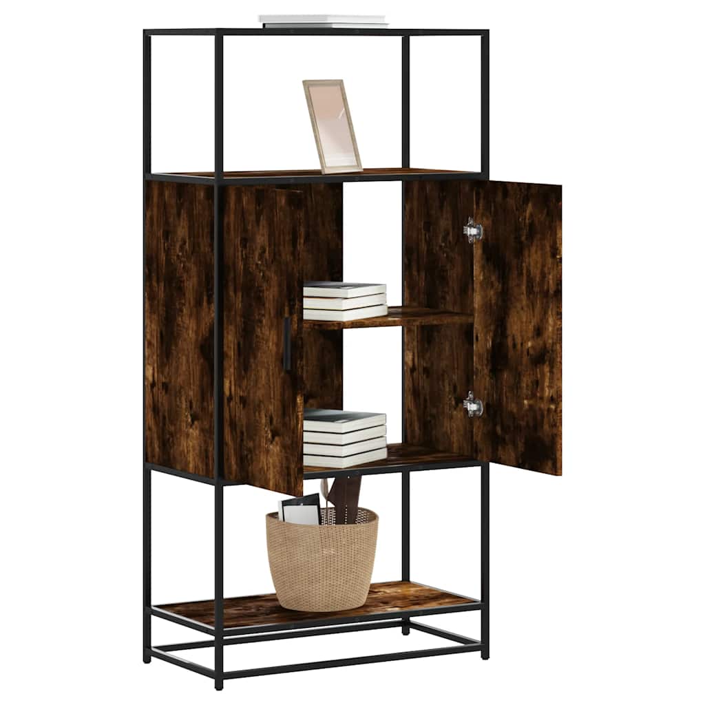 Highboard røkt eik 68x35x139 cm konstruert tre og metall