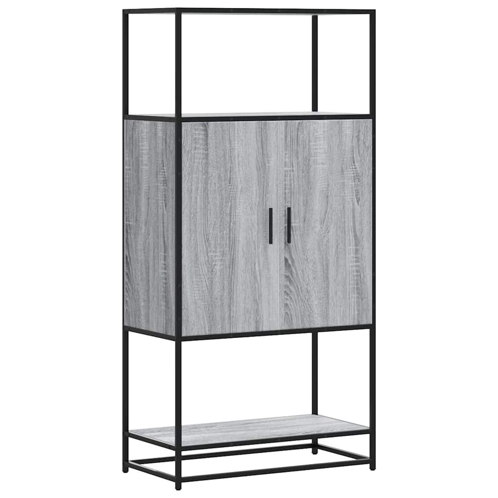 Highboard grå sonoma 68x35x139 cm konstruert tre og metall