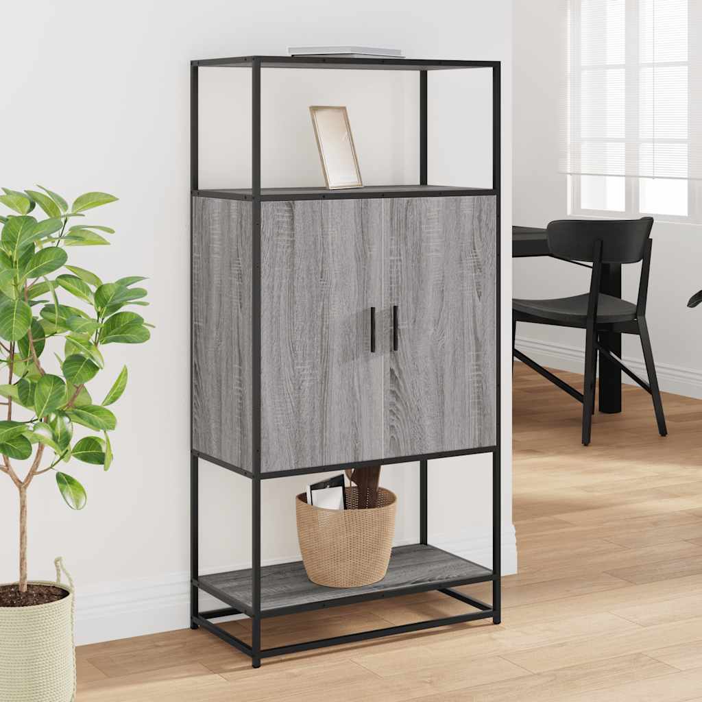 Highboard grå sonoma 68x35x139 cm konstruert tre og metall