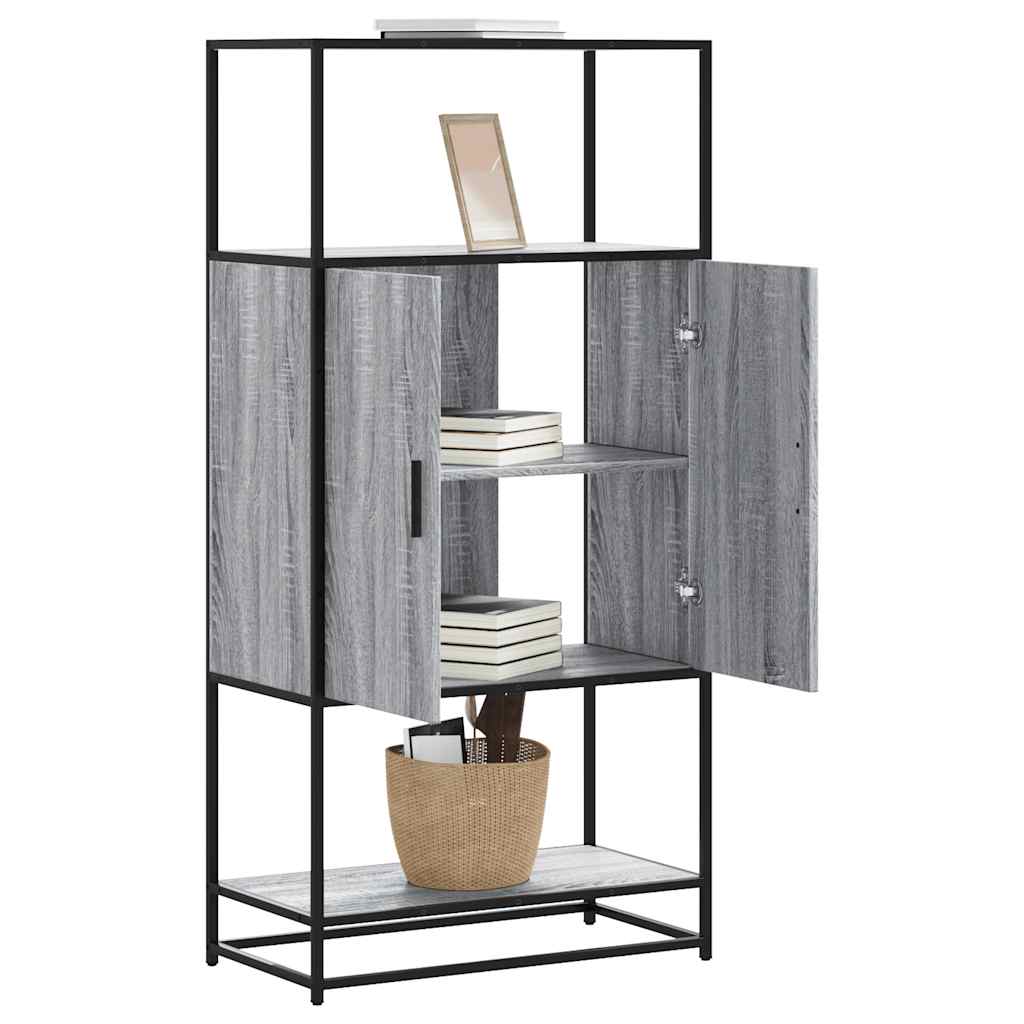 Highboard grå sonoma 68x35x139 cm konstruert tre og metall