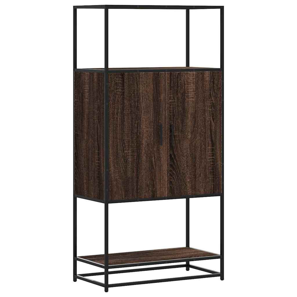 Highboard brun eik 68x35x139 cm konstruert tre og metall