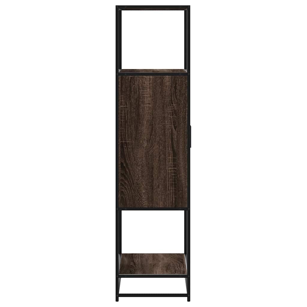 Highboard brun eik 68x35x139 cm konstruert tre og metall