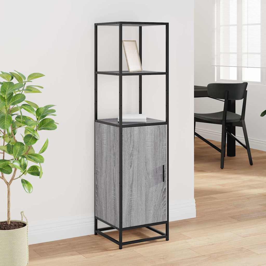 Highboard grå sonoma 35,5x35x139 cm konstruert tre og metall