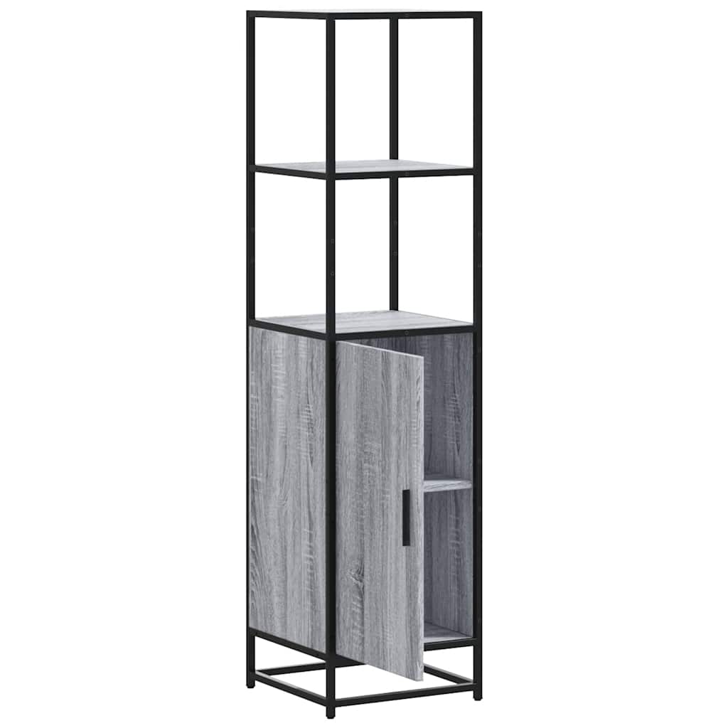 Highboard grå sonoma 35,5x35x139 cm konstruert tre og metall