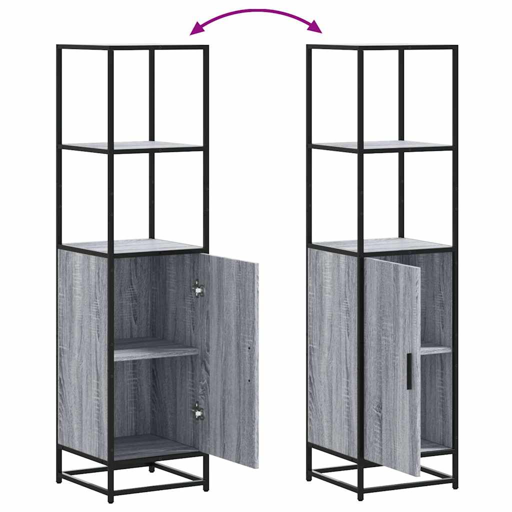 Highboard grå sonoma 35,5x35x139 cm konstruert tre og metall