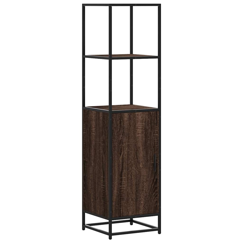 Highboard brun eik 35,5x35x139 cm konstruert tre og metall