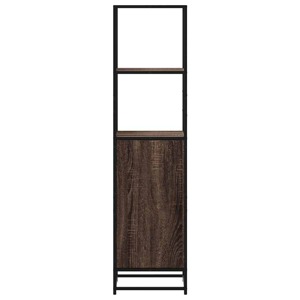 Highboard brun eik 35,5x35x139 cm konstruert tre og metall