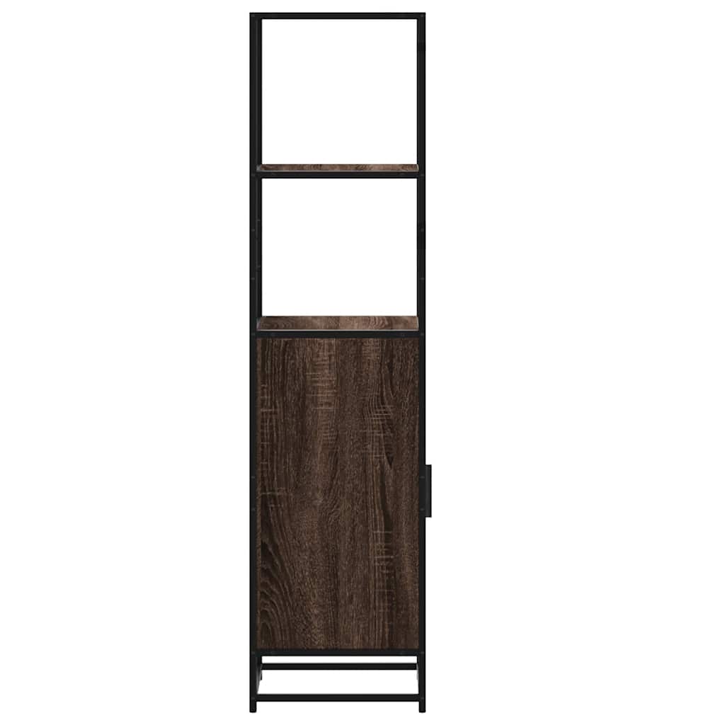 Highboard brun eik 35,5x35x139 cm konstruert tre og metall
