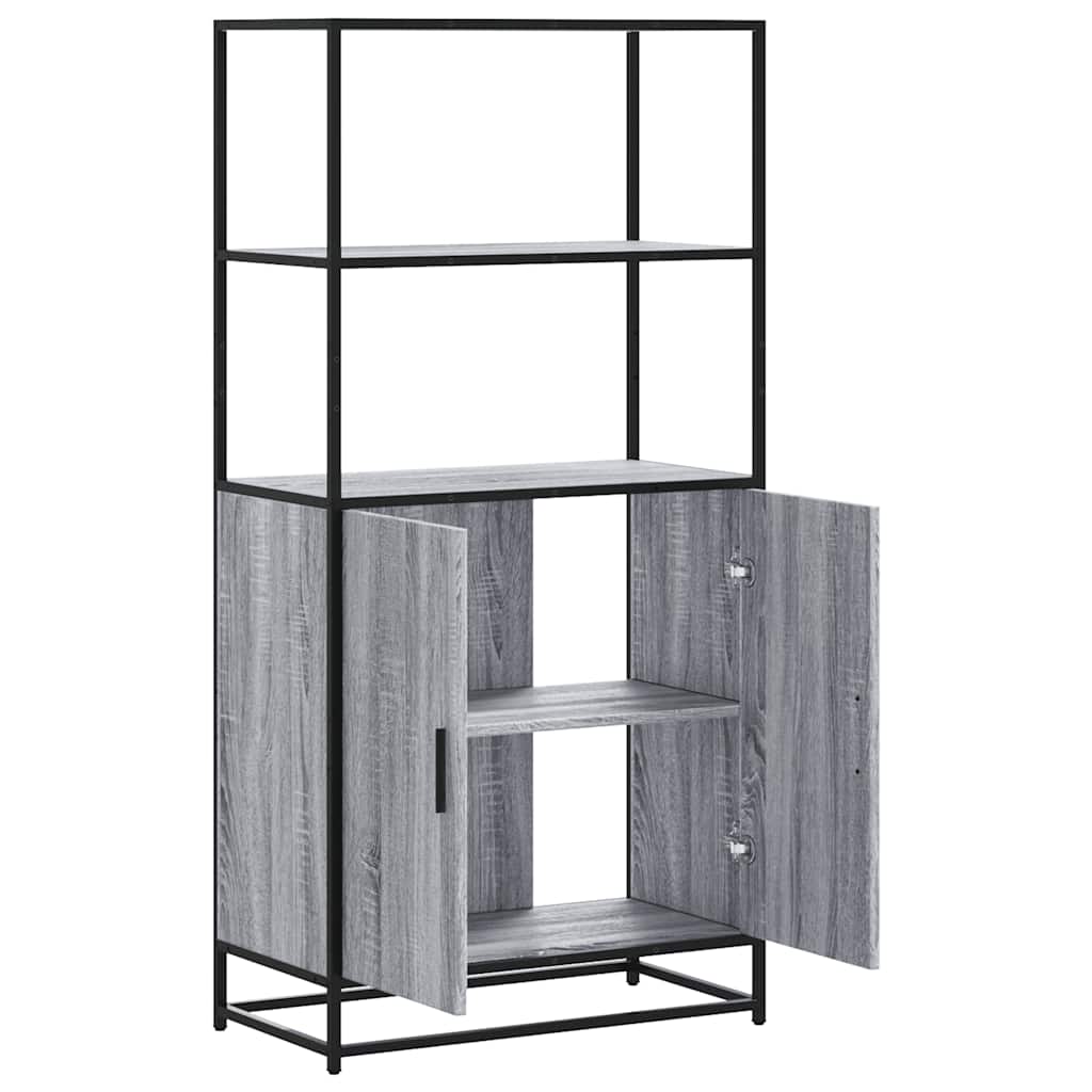 Highboard grå sonoma 68x35x139 cm konstruert tre og metall