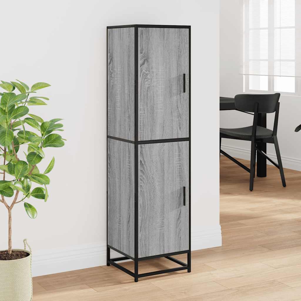 Highboard grå sonoma 35,5x35x139 cm konstruert tre og metall