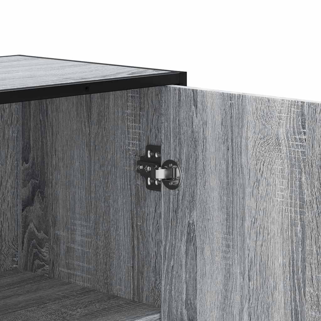 Highboard grå sonoma 35,5x35x139 cm konstruert tre og metall