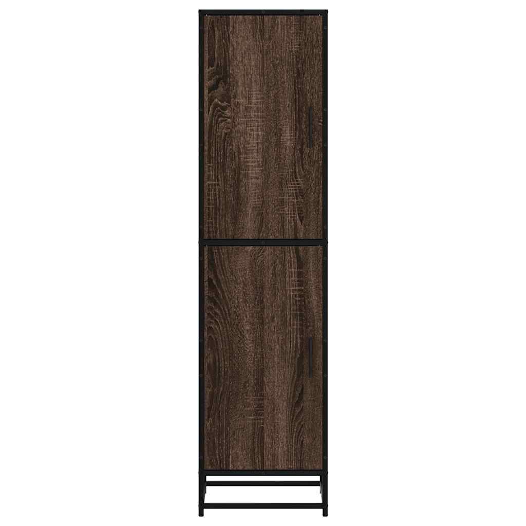 Highboard brun eik 35,5x35x139 cm konstruert tre og metall