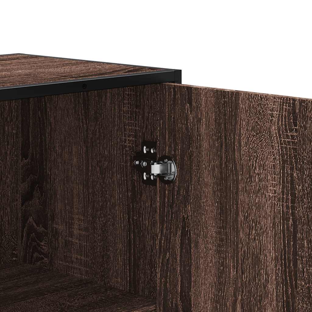 Highboard brun eik 35,5x35x139 cm konstruert tre og metall