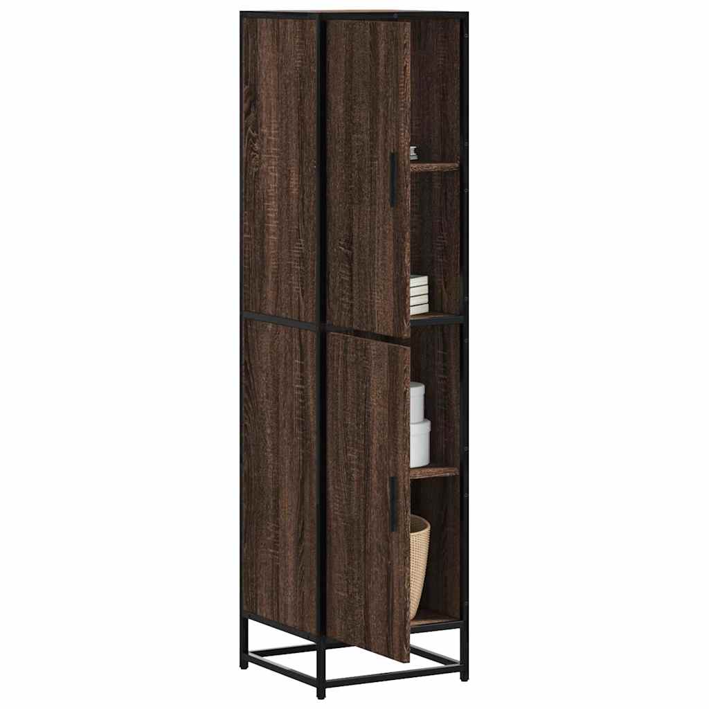 Highboard brun eik 35,5x35x139 cm konstruert tre og metall