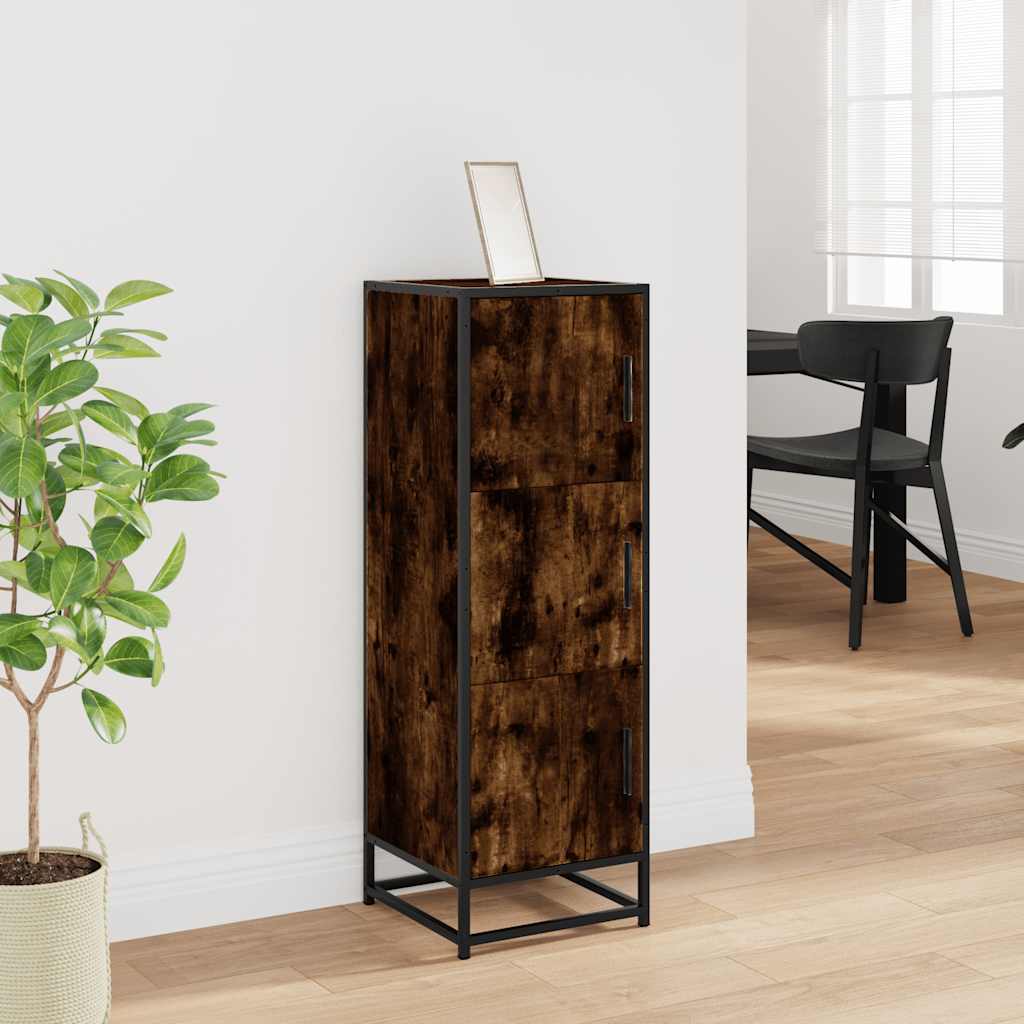 Highboard røkt eik 35,5x35x106,5 cm konstruert tre og metall