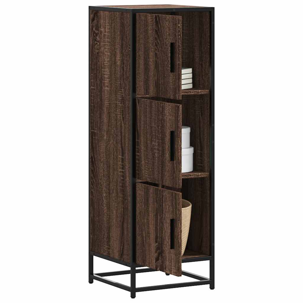 Highboard brun eik 35,5x35x106,5 cm konstruert tre og metall