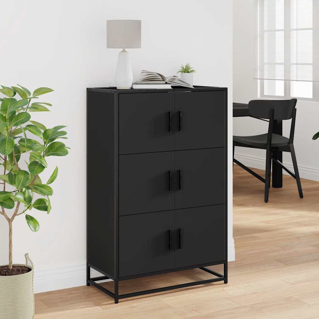 Highboard svart 68x35x106,5 cm konstruert tre og metall