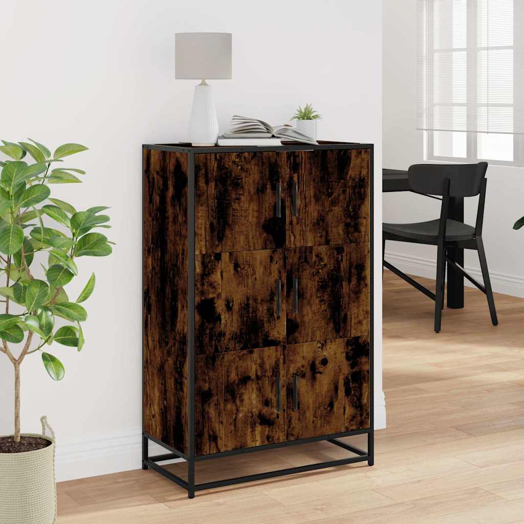 Highboard røkt eik 68x35x106,5 cm konstruert tre og metall