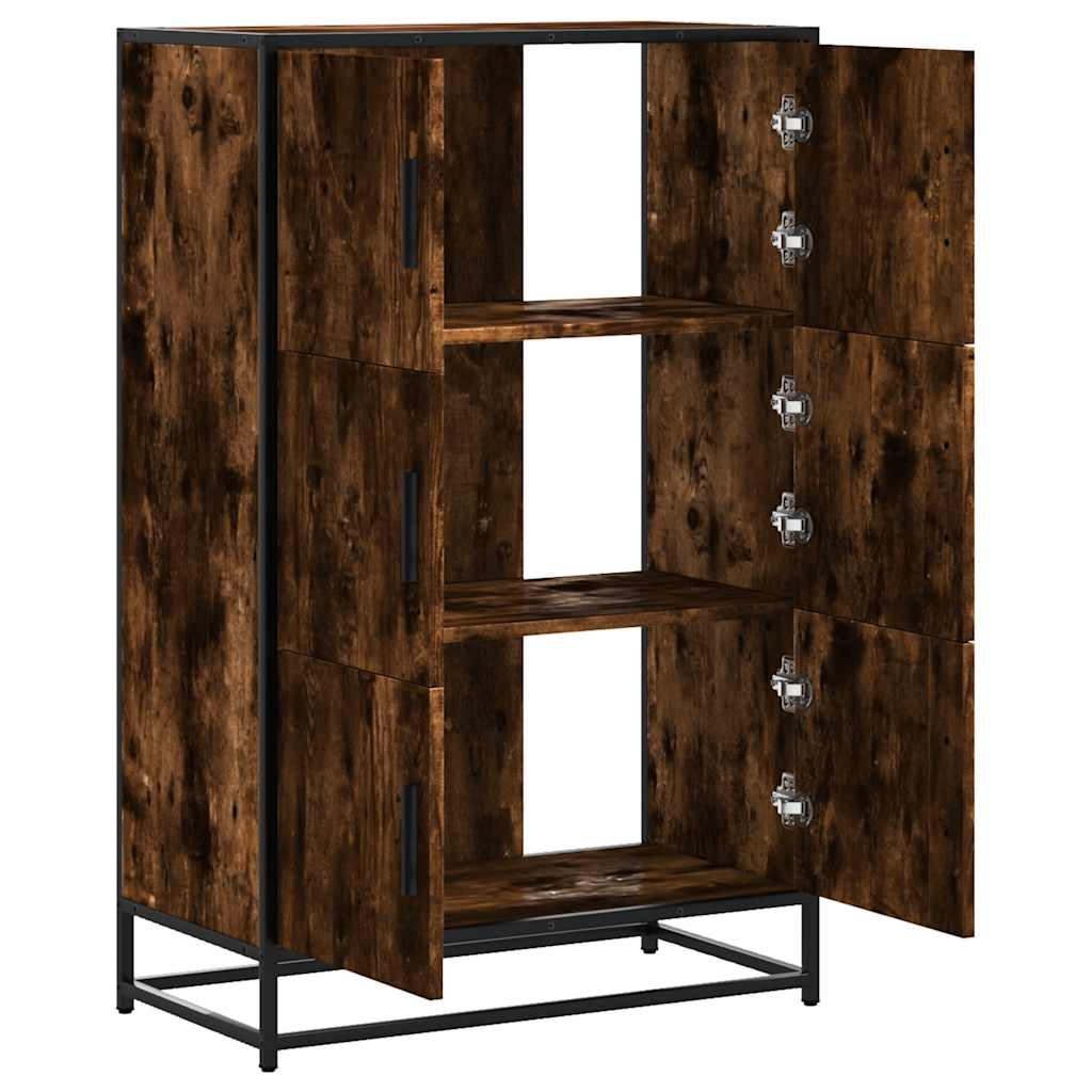 Highboard røkt eik 68x35x106,5 cm konstruert tre og metall