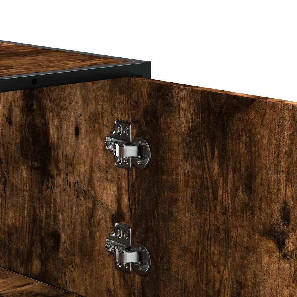 Highboard røkt eik 68x35x106,5 cm konstruert tre og metall