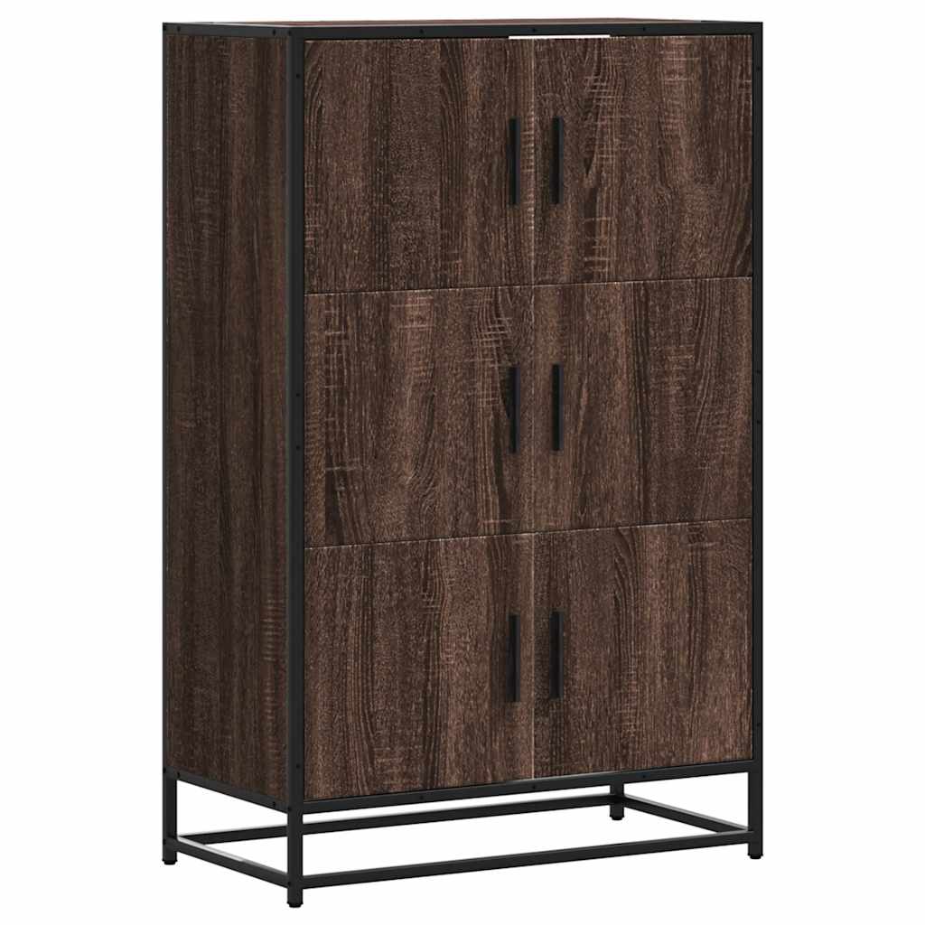 Highboard brun eik 68x35x106,5 cm konstruert tre og metall