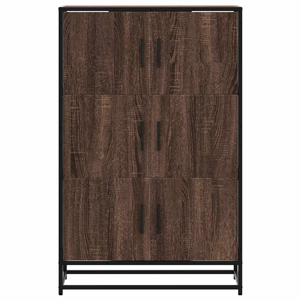 Highboard brun eik 68x35x106,5 cm konstruert tre og metall