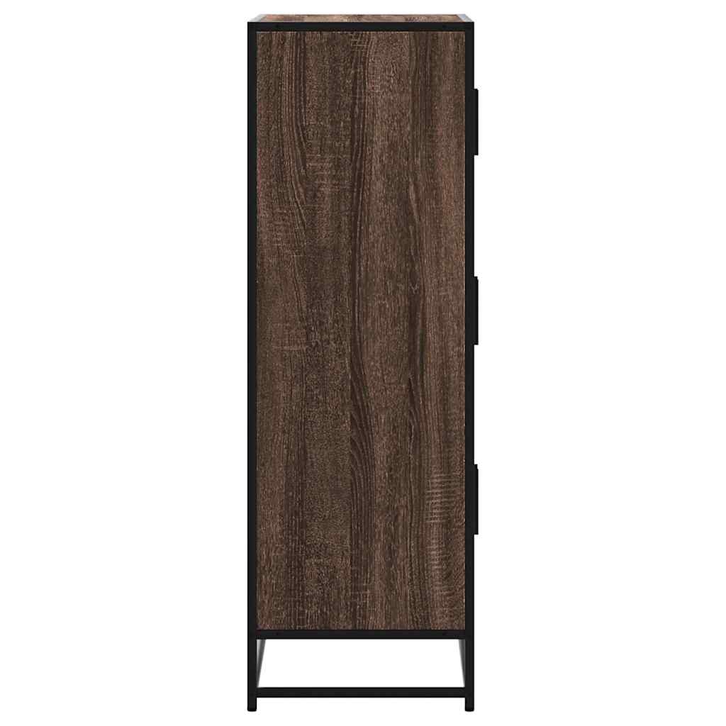 Highboard brun eik 68x35x106,5 cm konstruert tre og metall